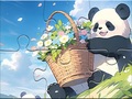 Spēle Jigsaw Puzzle: Basket Flower Panda