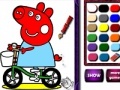 Spēle Piggy on bike. Coloring