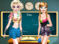 Spēle Elsa And Anna Highschool Fashion