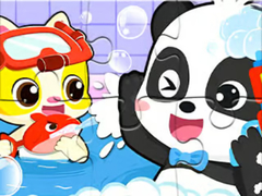 Spēle Jigsaw Puzzle: Baby Panda Shower Time