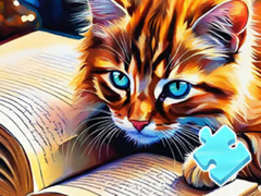 Spēle Jigsaw Puzzle: Cat Reading