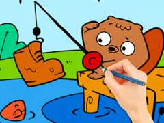 Spēle Coloring Book: Fishing Squirrel