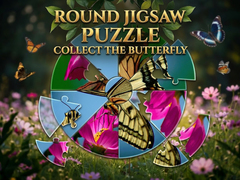 Spēle Round Jigsaw Puzzle - Collect the Butterfly